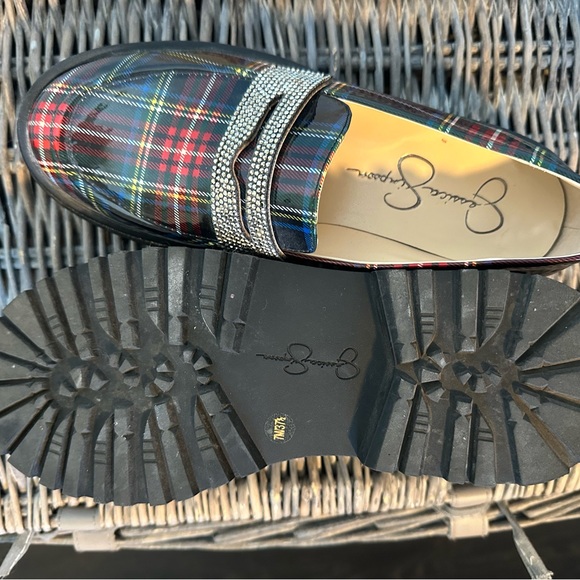 Jessica Simpson Everlyn Rhinestone Plaid Penny Loafer - Picture 2 of 2